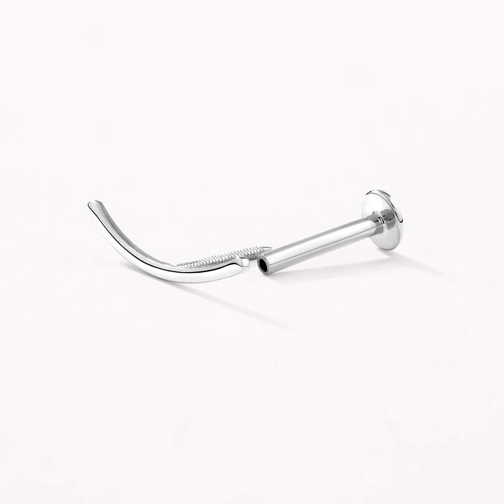 Elegant Silver Arc Single Stud Earrings 3
