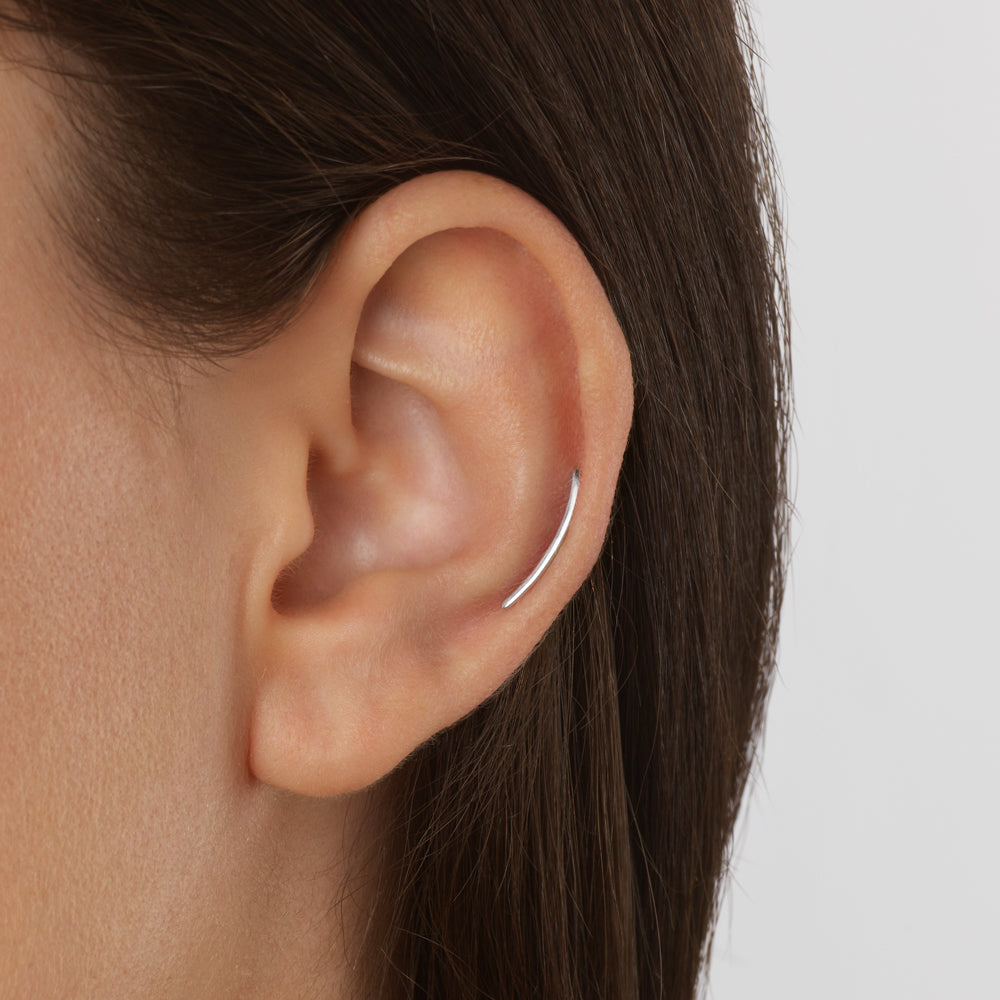 Elegant Silver Arc Single Stud Earrings 5