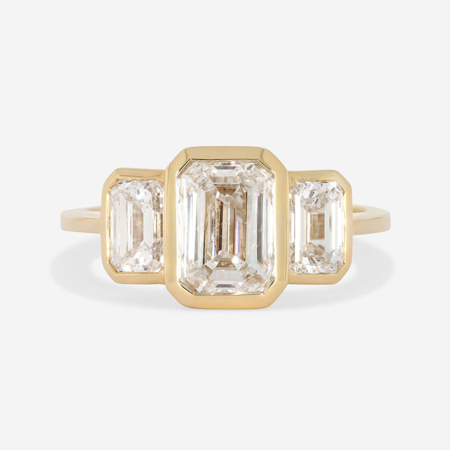 Bezel & Three Stone-2.0 CT Emerald Lab Grown Diamond Engagement Ring