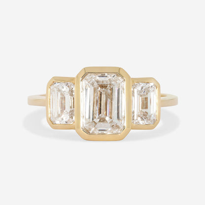 Bezel & Three Stone-2.0 CT Emerald Lab Grown Diamond Engagement Ring