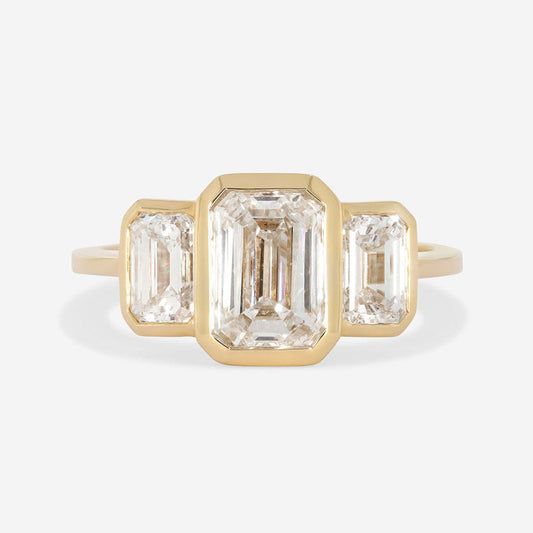 Bezel & Three Stone-2.0 CT Emerald Lab Grown Diamond Engagement Ring