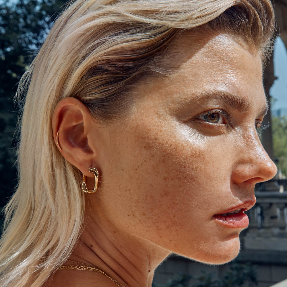 Curb Chain Link Hoop Earrings 3