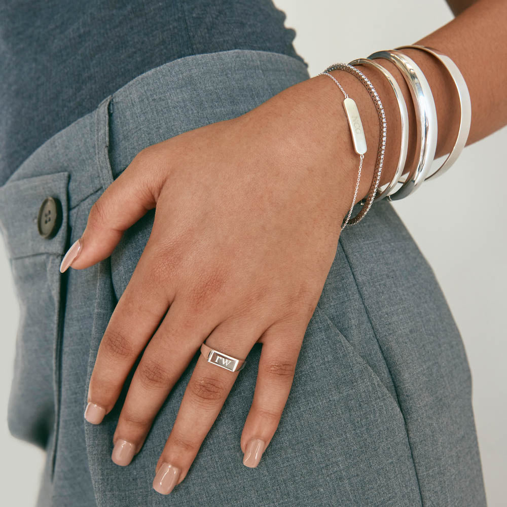 Elegant Silver Open Cuff Bangle Bracelet 4