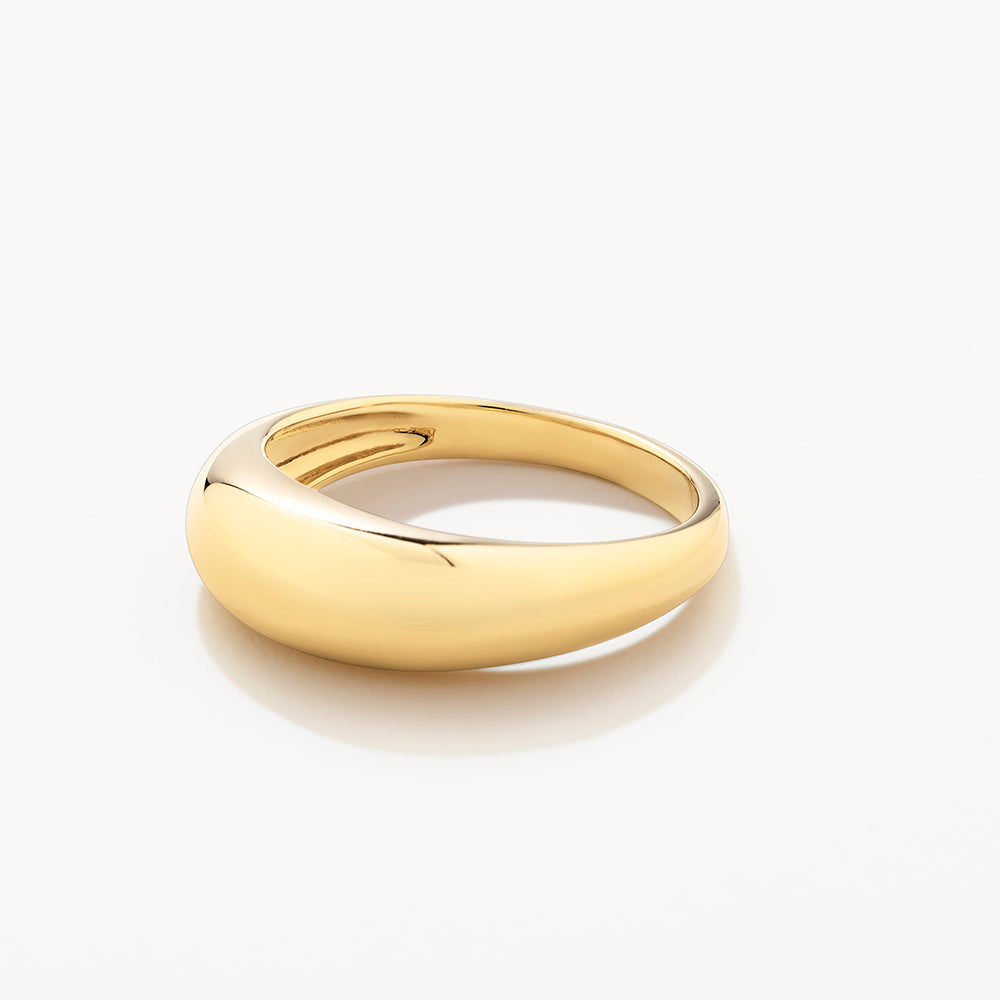 Golden Curve Dome Pinky Ring