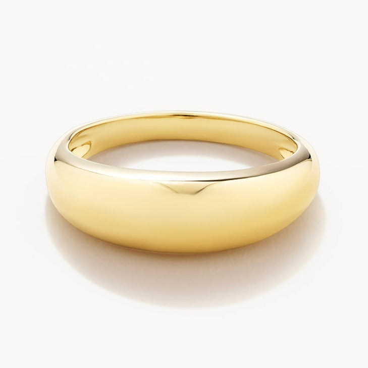 Golden Curve Dome Pinky Ring