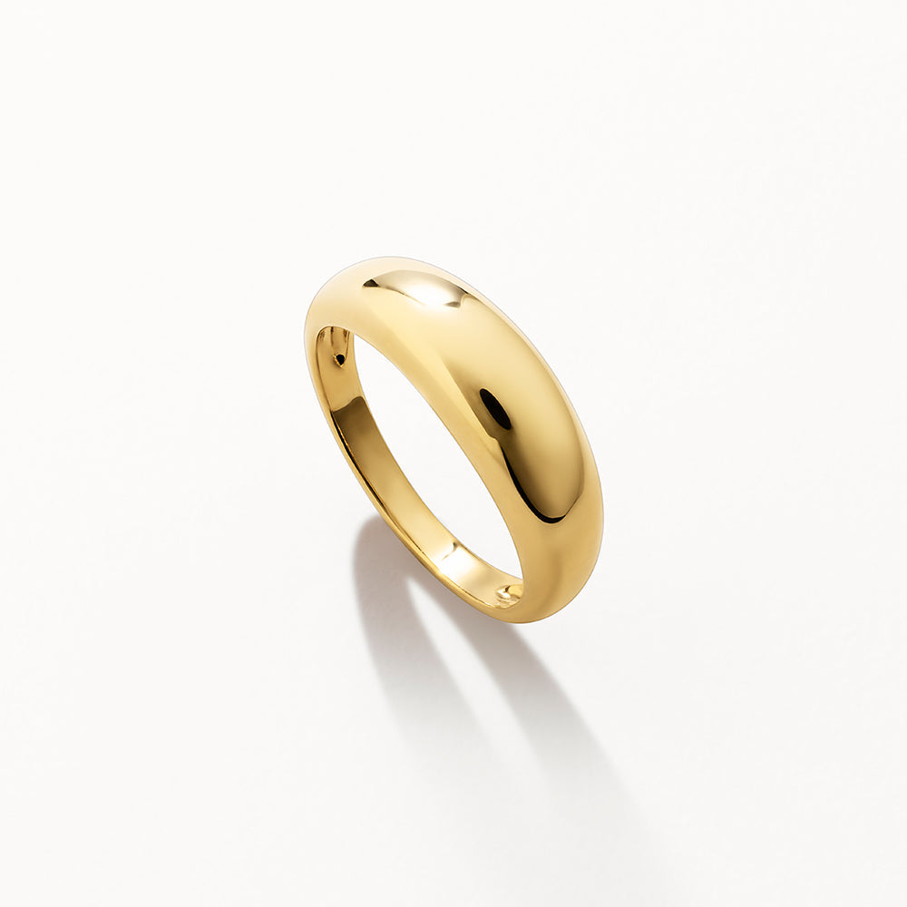 Golden Curve Dome Pinky Ring