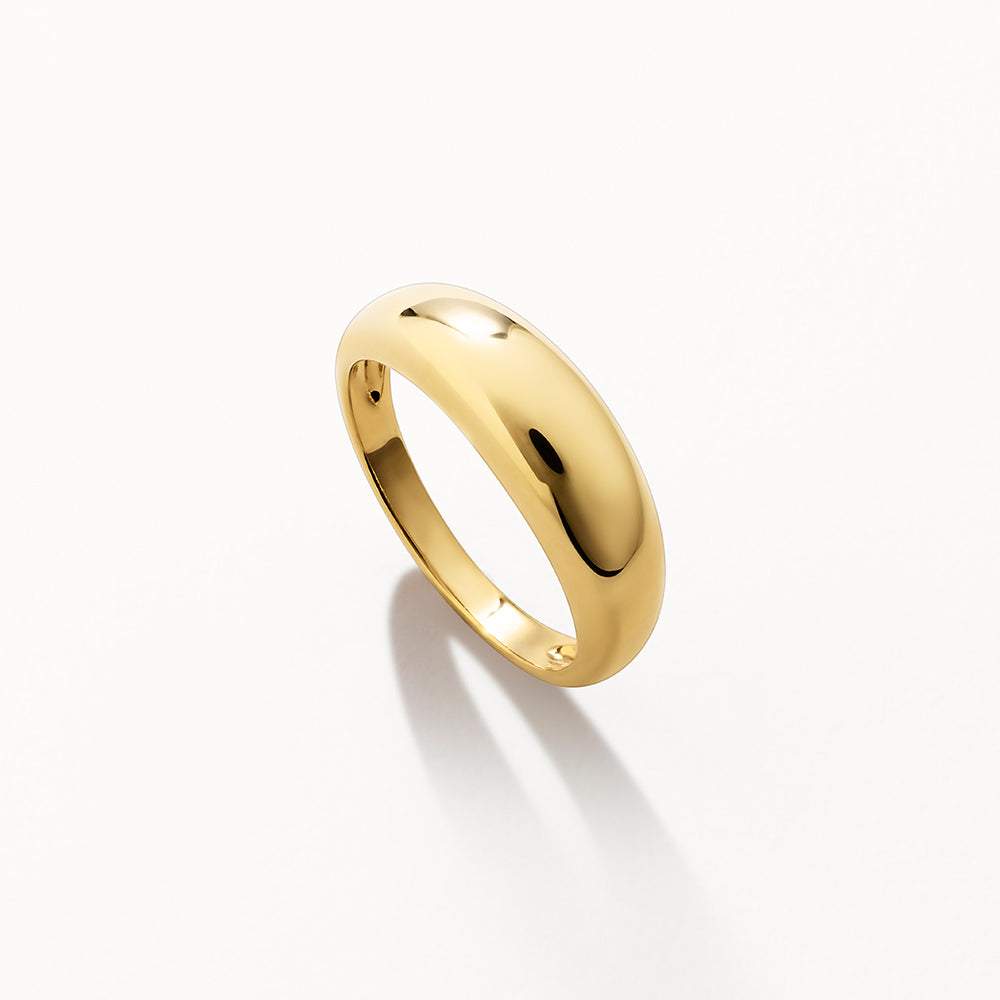 Golden Curve Dome Pinky Ring