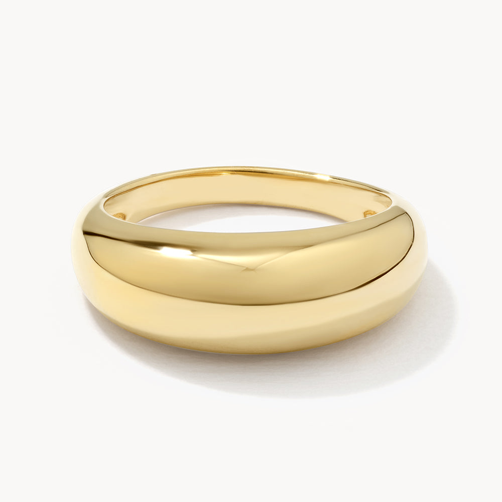 Golden Curve Dome Pinky Ring