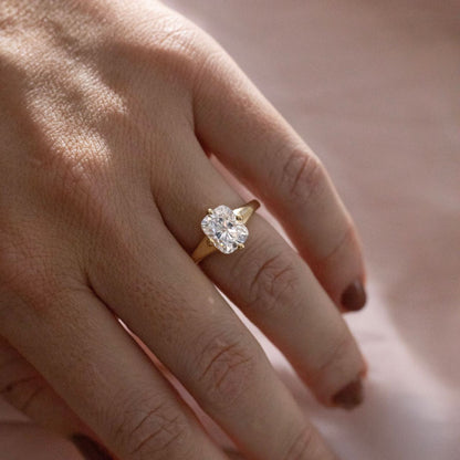 Solitaire & Compass Prong-Cushion Cut Lab Grown Diamond Engagement Ring