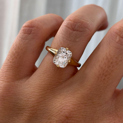 Solitaire & Compass Prong-Cushion Cut Lab Grown Diamond Engagement Ring