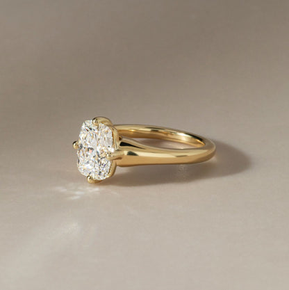 Solitaire & Compass Prong-Cushion Cut Lab Grown Diamond Engagement Ring