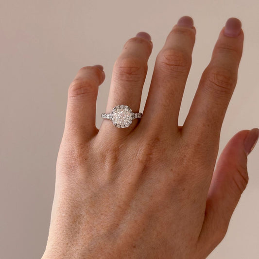 Halo & Split Shank-Cushion Lab Grown Diamond Engagement Ring