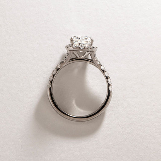 Halo & Split Shank-Cushion Lab Grown Diamond Engagement Ring