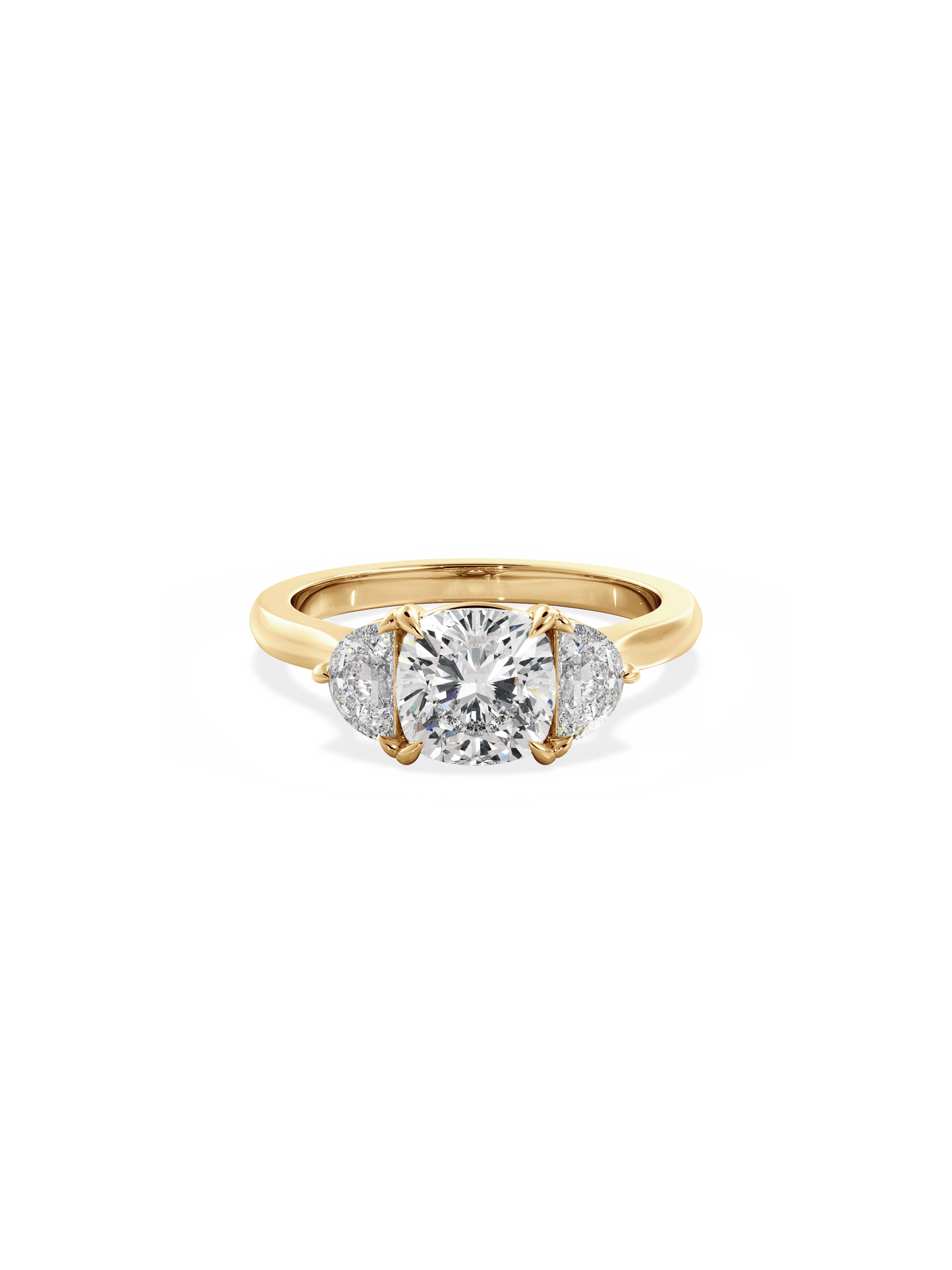 Three Stone-Cushion Lab Grown Diamond Engagement Ring