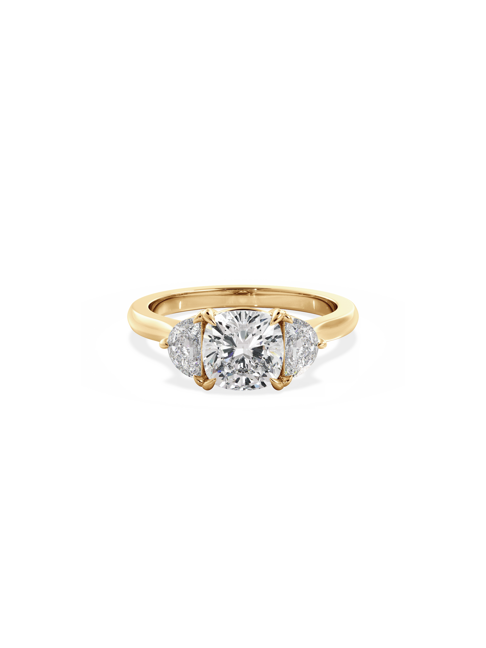 Three Stone-Cushion Lab Grown Diamond Engagement Ring