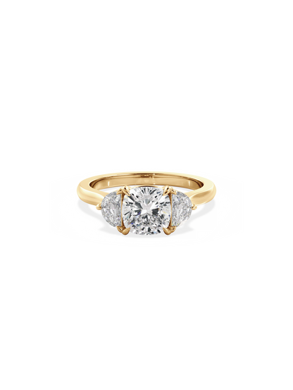 Three Stone-Cushion Lab Grown Diamond Engagement Ring