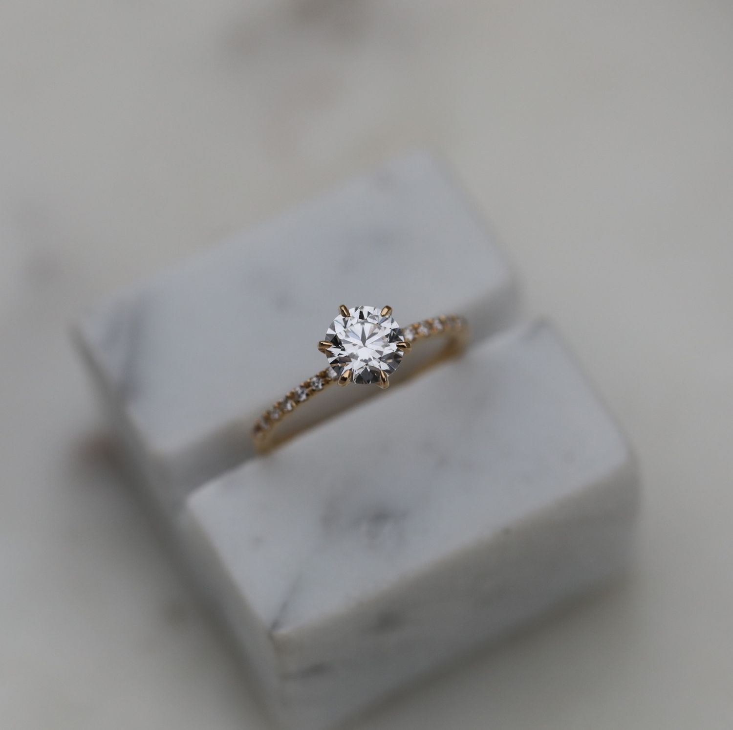 0.85 CT Round Lab-Grown Diamond Pave Engagement Ring