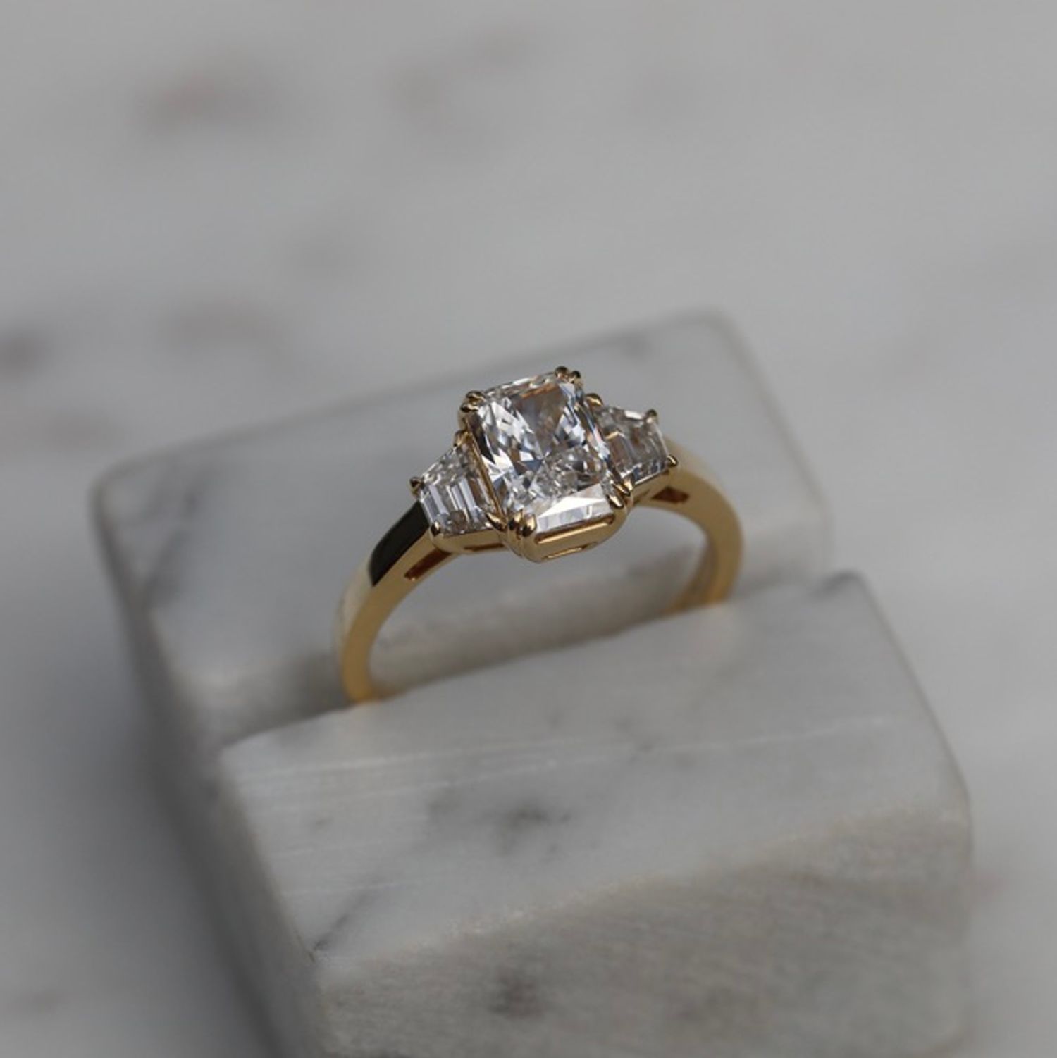 1.5 CT Radiant Lab-Grown Diamond Trilogy Engagement Ring