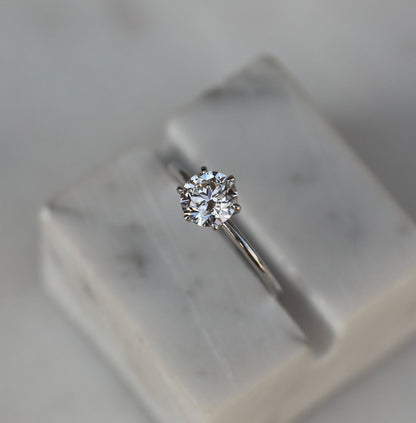 1.0 CT Round Lab-Grown Diamond Solitaire Ring in Classic Gold Setting 7