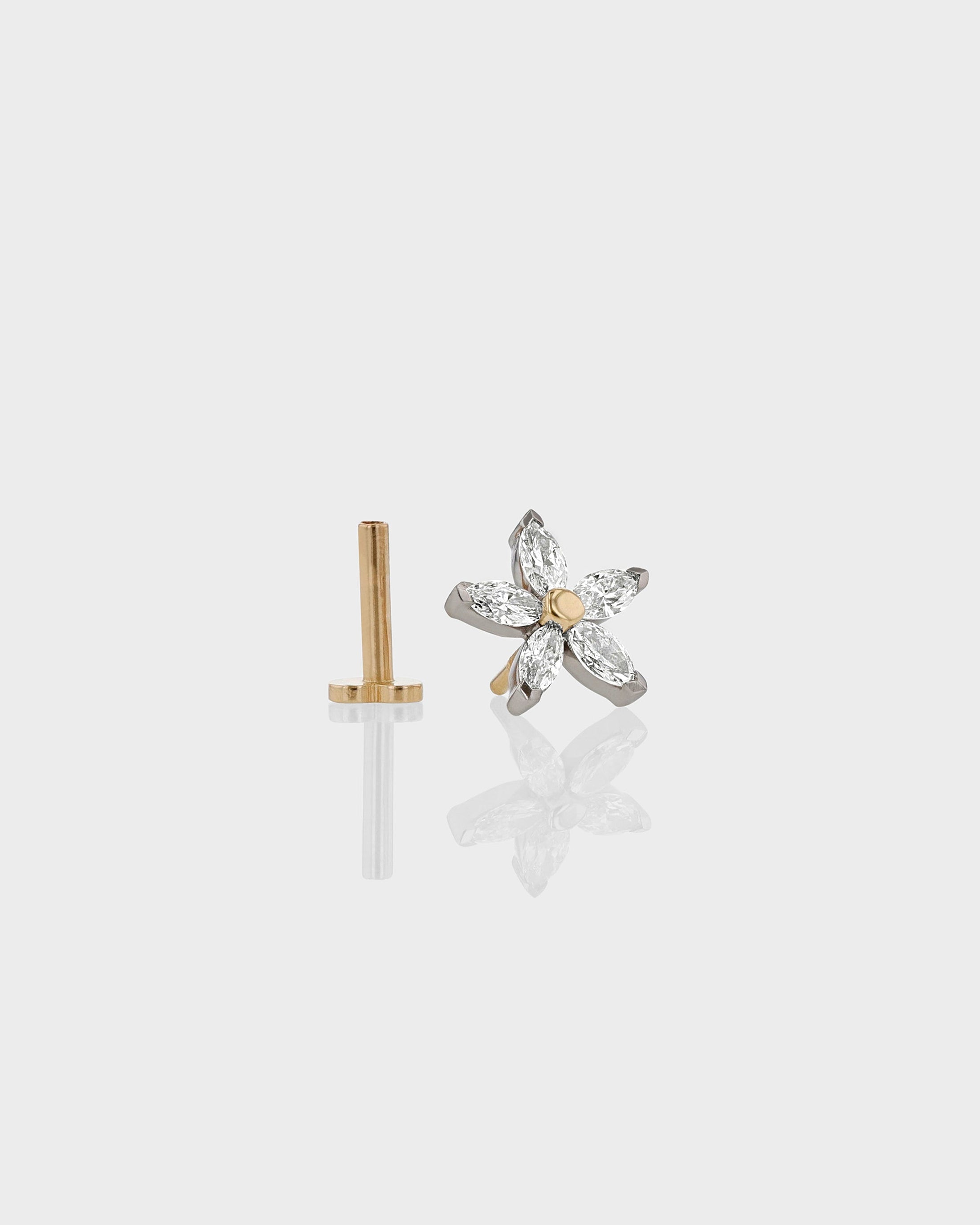 0.20 TCW Marquise Lab Grown Diamond Daisy Flower Cartilage Stud Earring