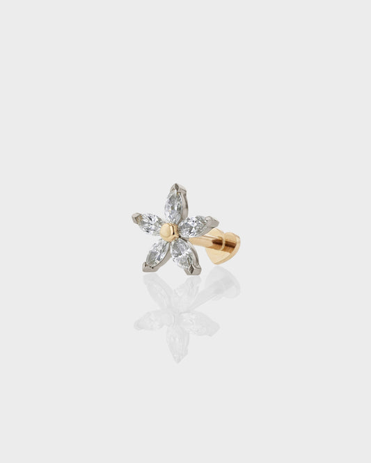 0.20 TCW Marquise Lab Grown Diamond Daisy Flower Cartilage Stud Earring