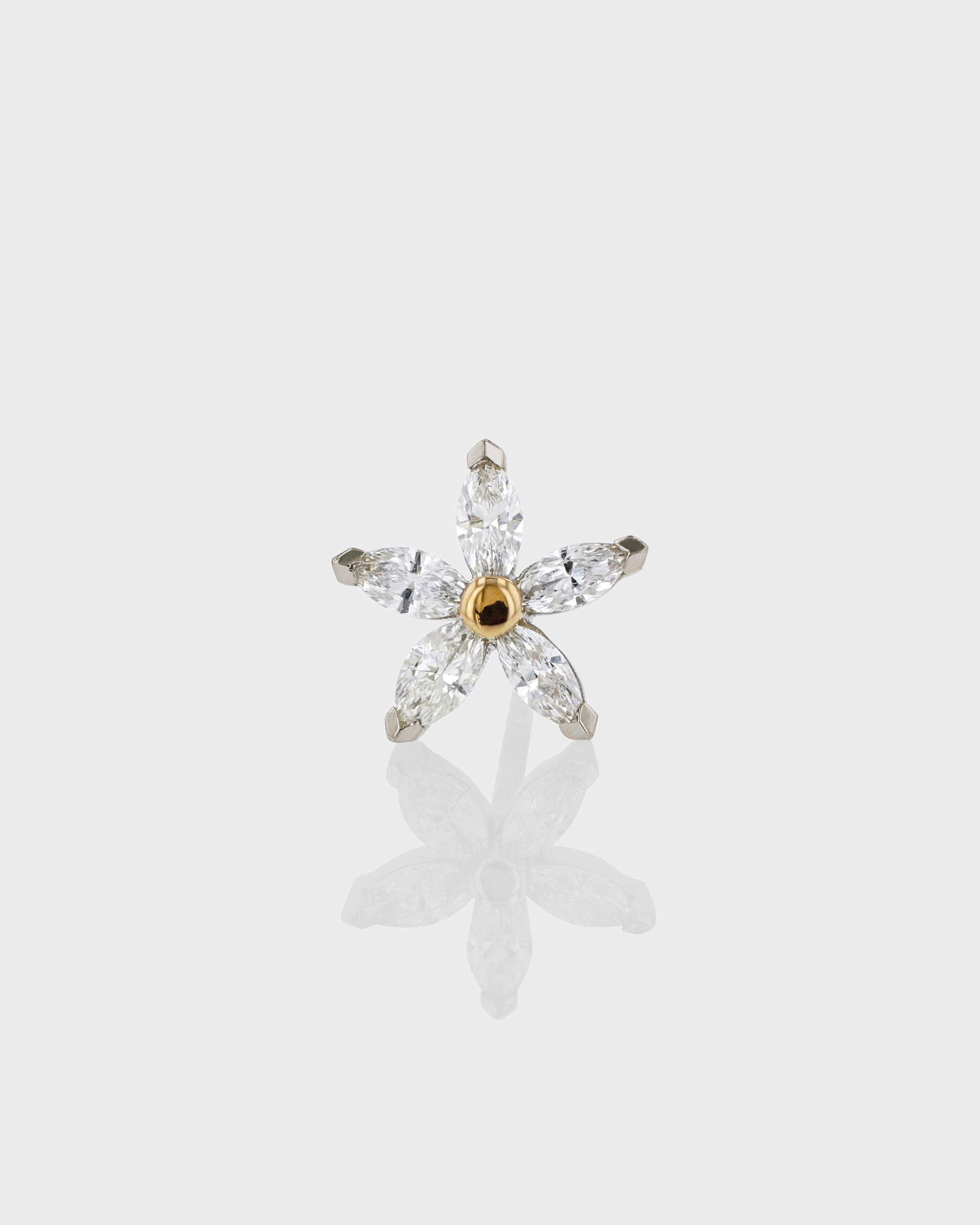 0.30 TCW Marquise Lab Grown Daisy Cartilage Stud Earring