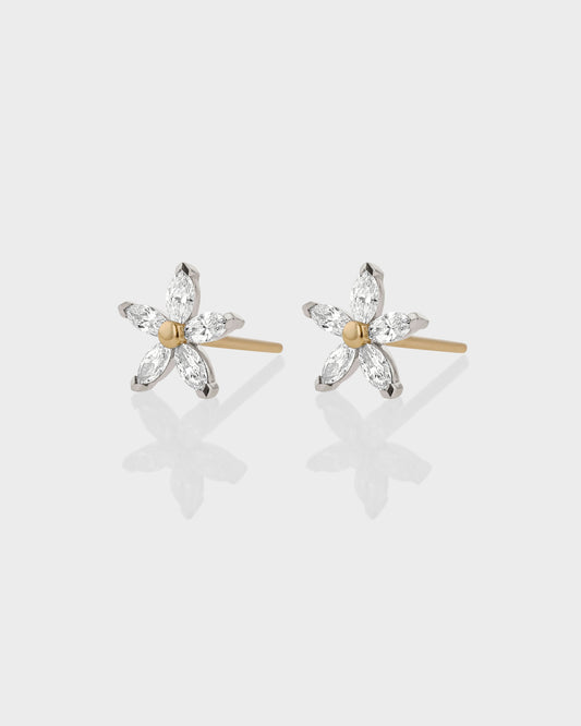 0.30 TCW Marquise Lab Grown Daisy Cartilage Stud Earring