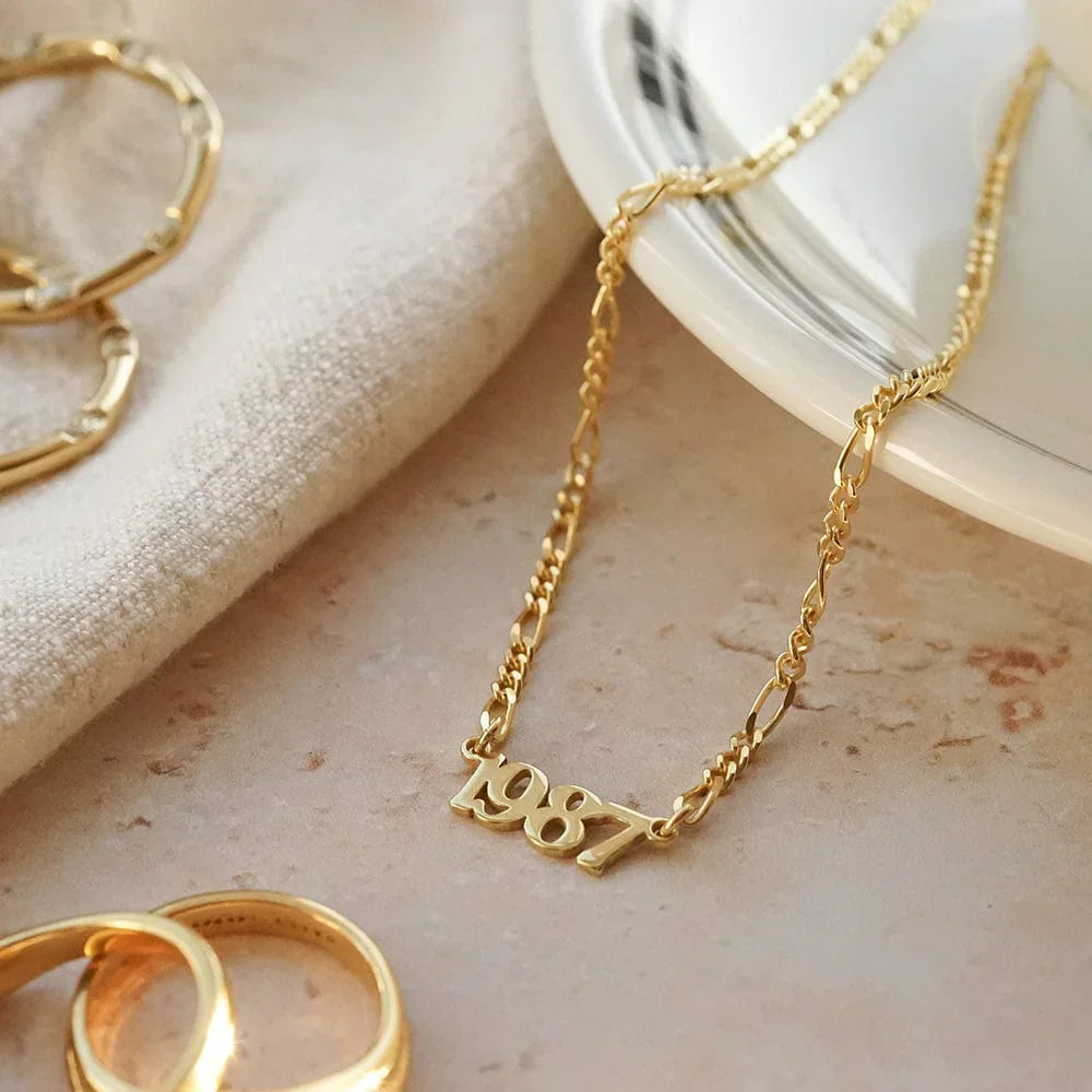 Timeless Gold Personalized Year Necklace