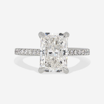 Hidden Halo & Pave-3.0 CT Radiant Lab Grown Diamond Engagement Ring