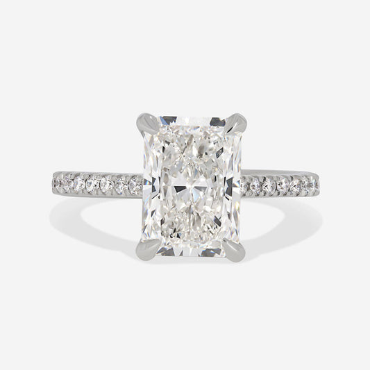 Hidden Halo & Pave-3.0 CT Radiant Lab Grown Diamond Engagement Ring