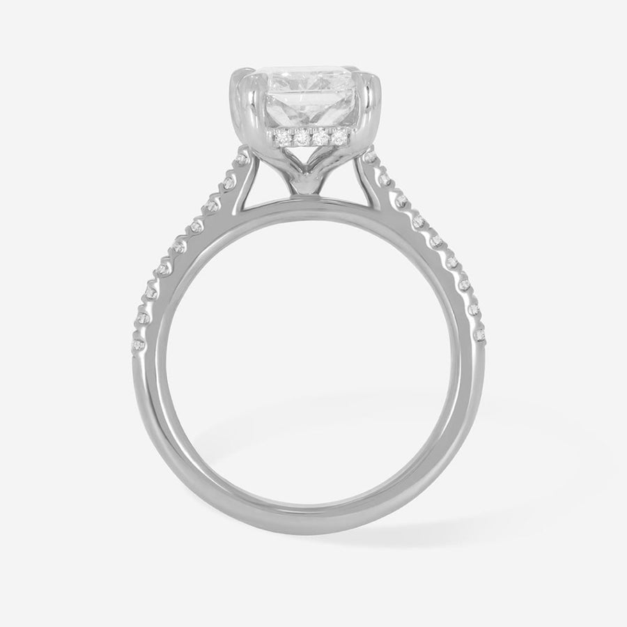 Hidden Halo & Pave-3.0 CT Radiant Lab Grown Diamond Engagement Ring
