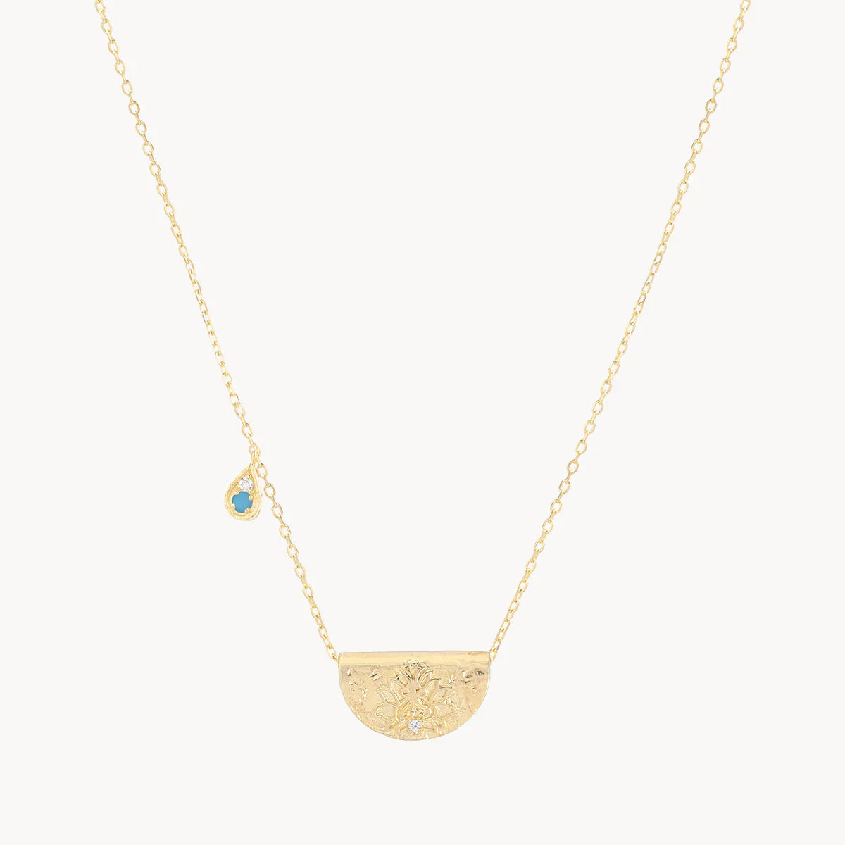 Elegant Gold Necklace with 0.06 TCW Round Opal and Lab-Made Diamond Accents