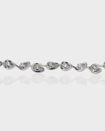 1.0 TCW Pear Shaped Tennis Diamond Corridor Necklace 3