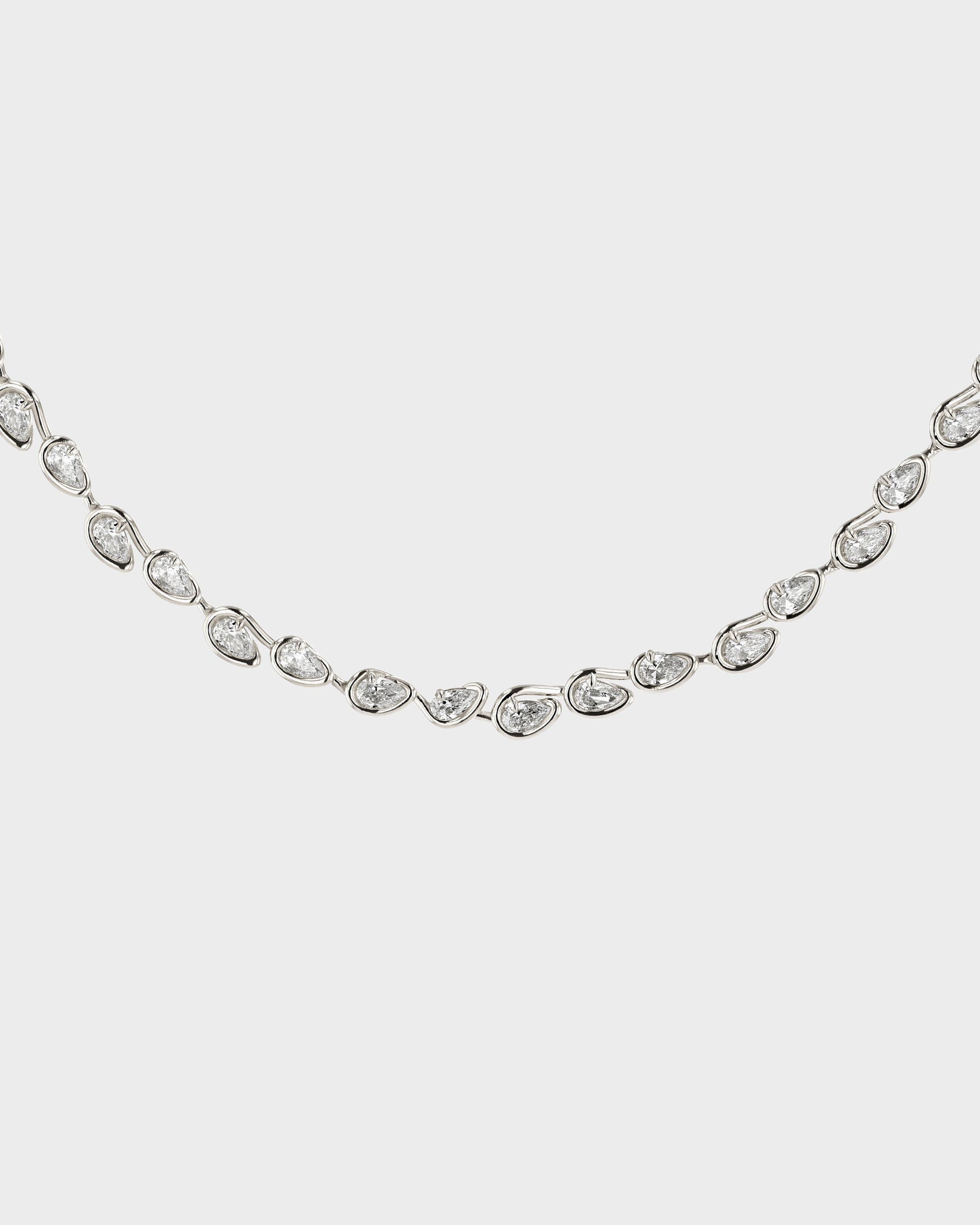 1.0 TCW Pear Shaped Tennis Diamond Corridor Necklace 4
