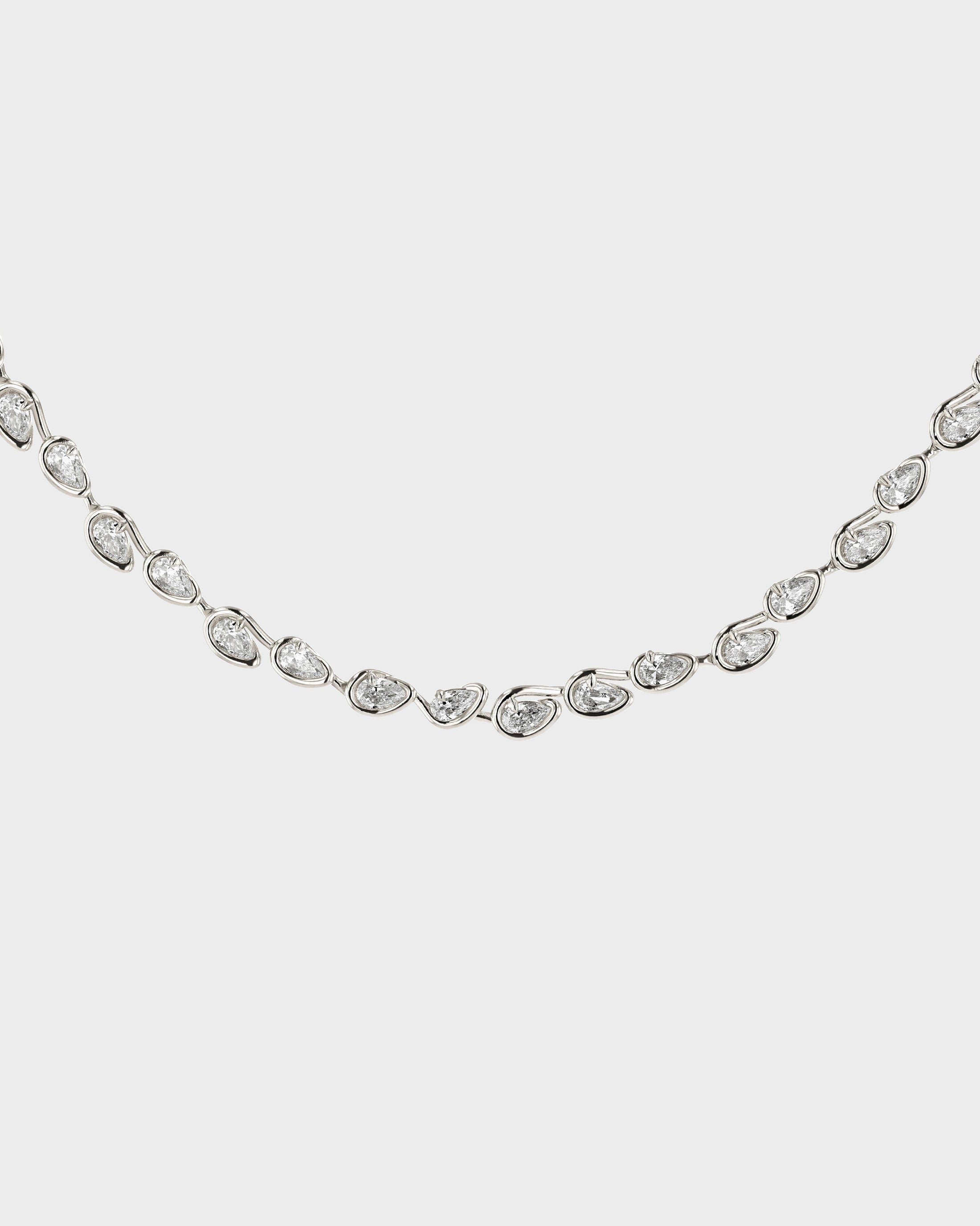 1.0 TCW Pear Shaped Tennis Diamond Corridor Necklace