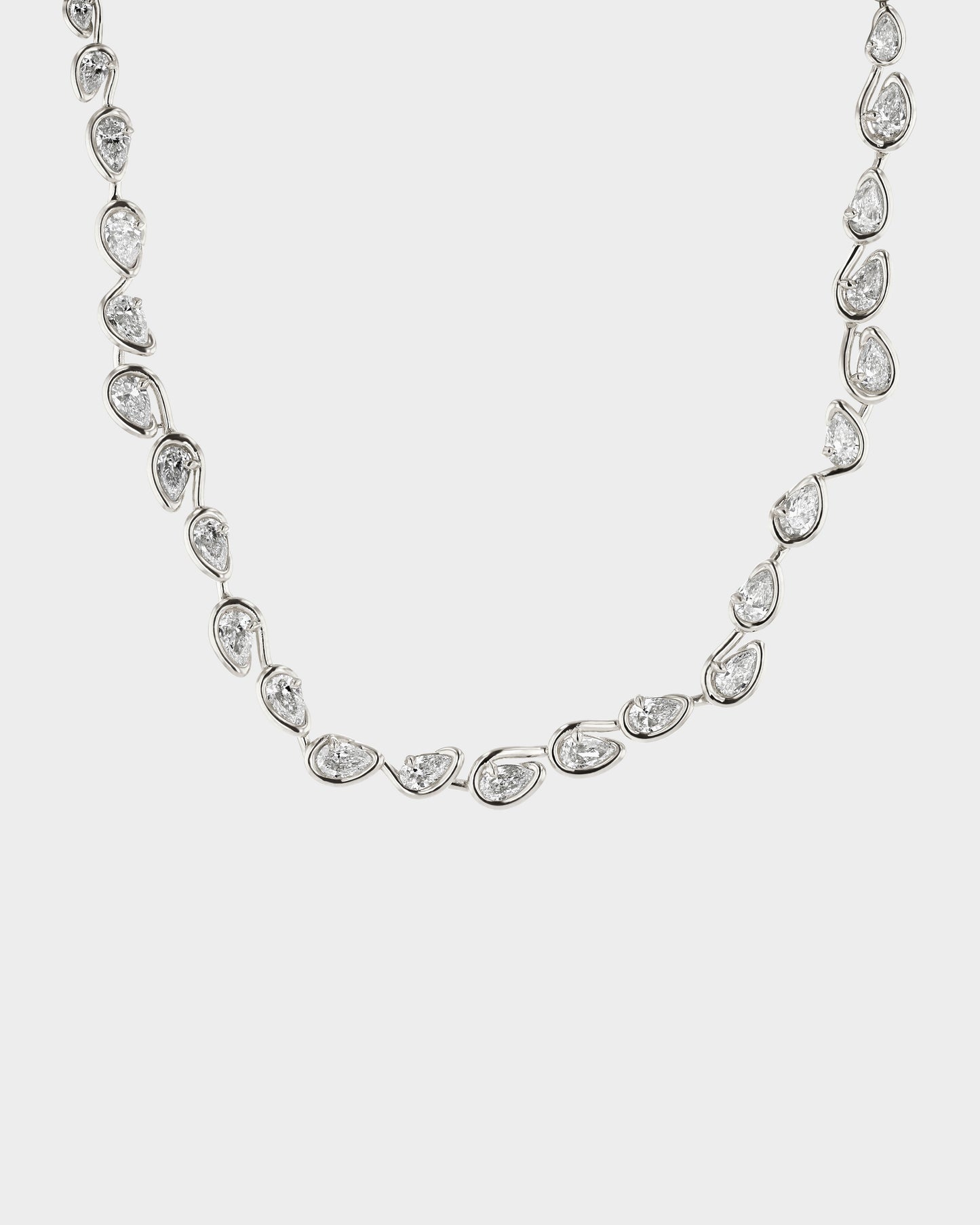 1.0 TCW Pear Shaped Tennis Diamond Corridor Necklace 1