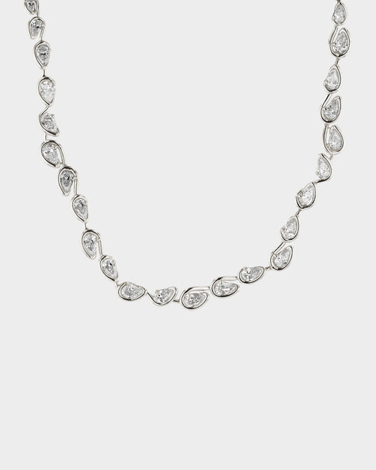 1.0 TCW Pear Shaped Tennis Diamond Corridor Necklace