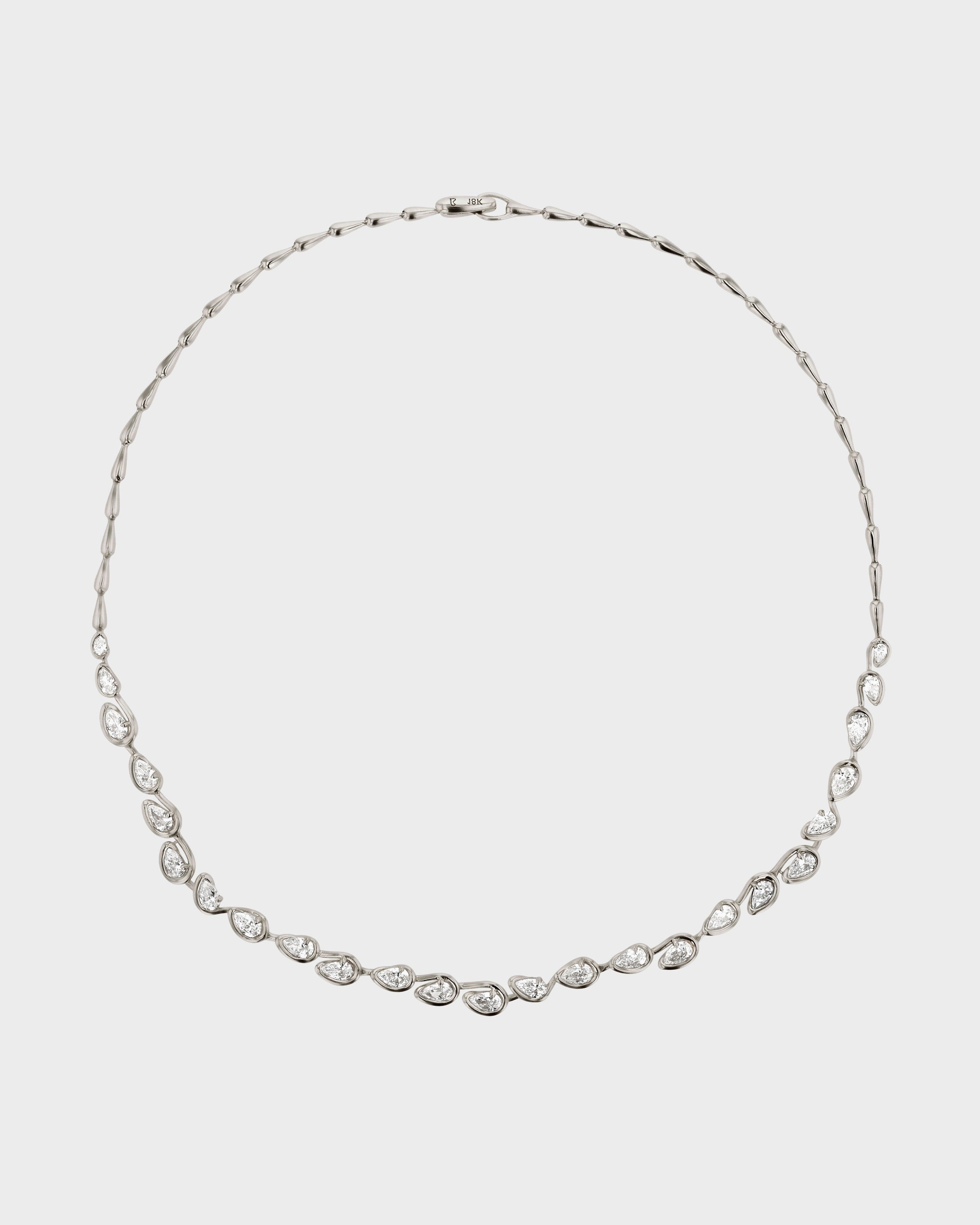 1.0 TCW Pear Shaped Tennis Diamond Corridor Necklace