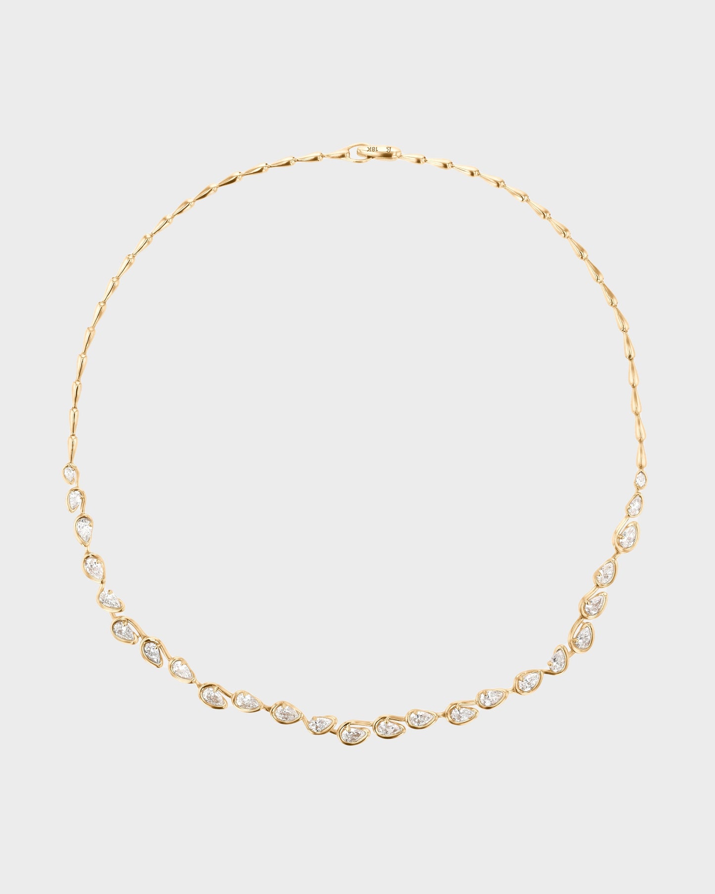 1.0 TCW Pear Shaped Tennis Diamond Corridor Necklace 2