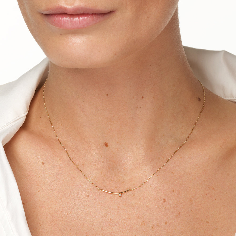 Radiant Elegance: 0.01 TCW Round Lab-Grown Diamond Bar Necklace