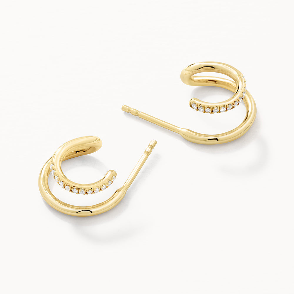 Elegant Gold Twisted 0.06 TCW Round Lab Grown Diamond Hoop Earrings 3