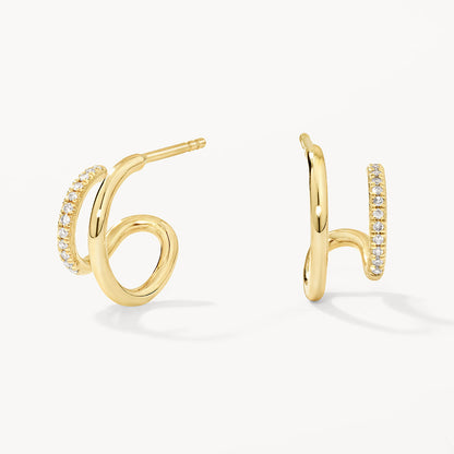 Elegant Gold Twisted 0.06 TCW Round Lab Grown Diamond Hoop Earrings 1