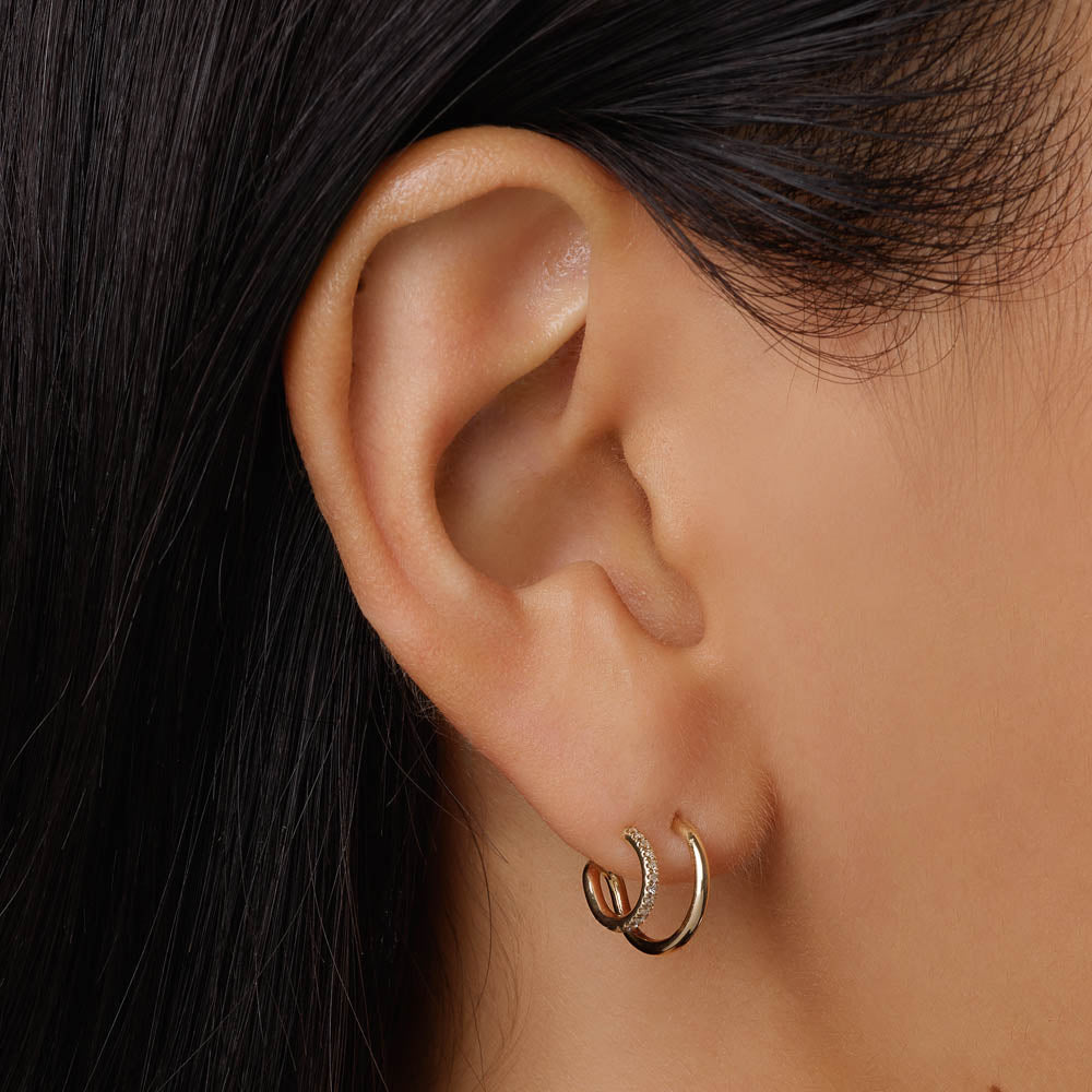 Elegant Gold Twisted 0.06 TCW Round Lab Grown Diamond Hoop Earrings 4