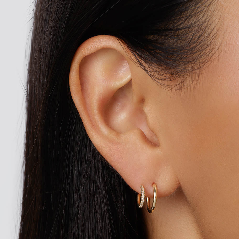 Elegant Gold Twisted 0.06 TCW Round Lab Grown Diamond Hoop Earrings 8