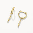 Load image into Gallery viewer, 0.10 TCW Round Lab Grown Diamond Gold Drop Hoop Earrings 1
