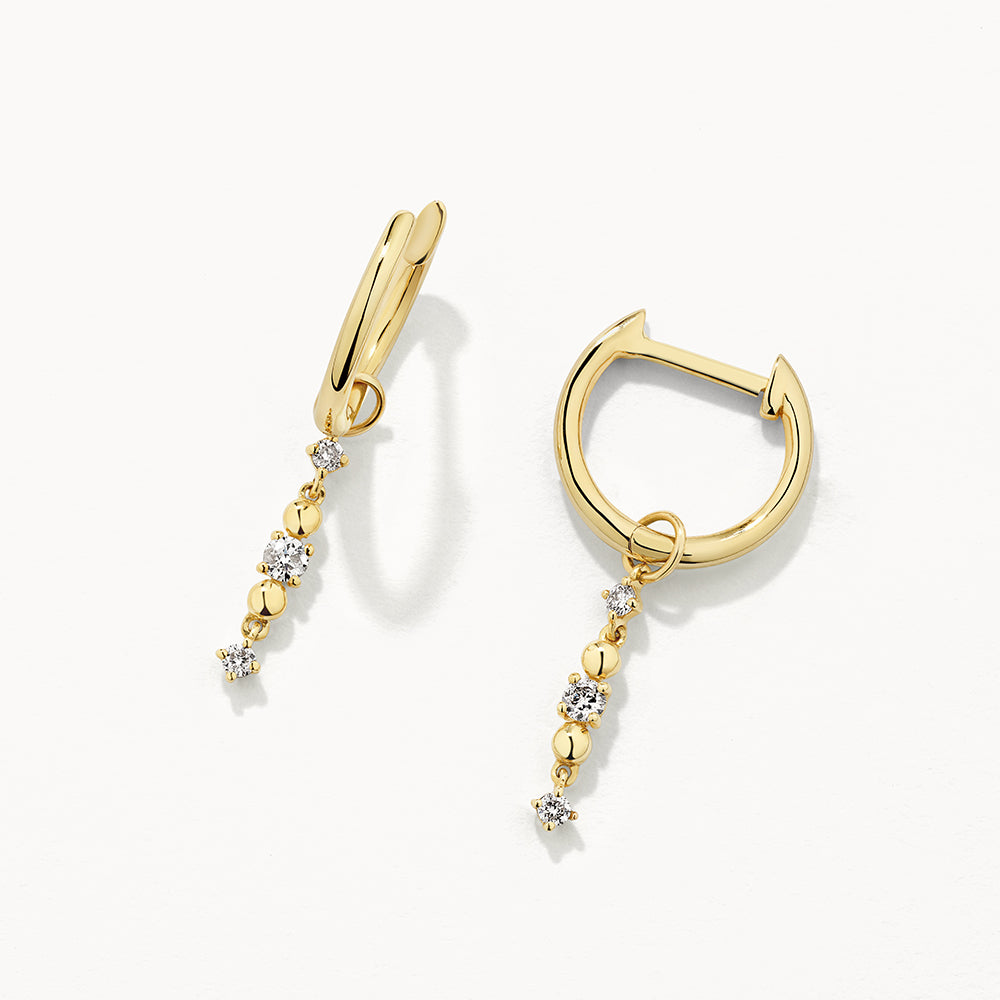 0.10 TCW Round Lab Grown Diamond Gold Drop Hoop Earrings 1