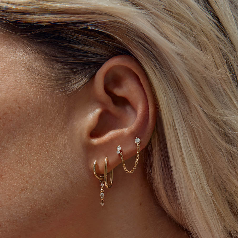 0.10 TCW Round Lab Grown Diamond Gold Drop Hoop Earrings 3