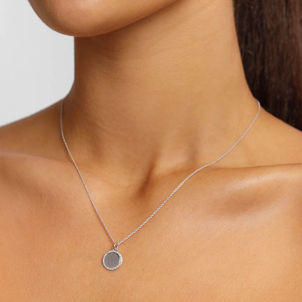 Engravable Round Diamond Necklace with 0.11 TCW Lab Grown Diamonds 12