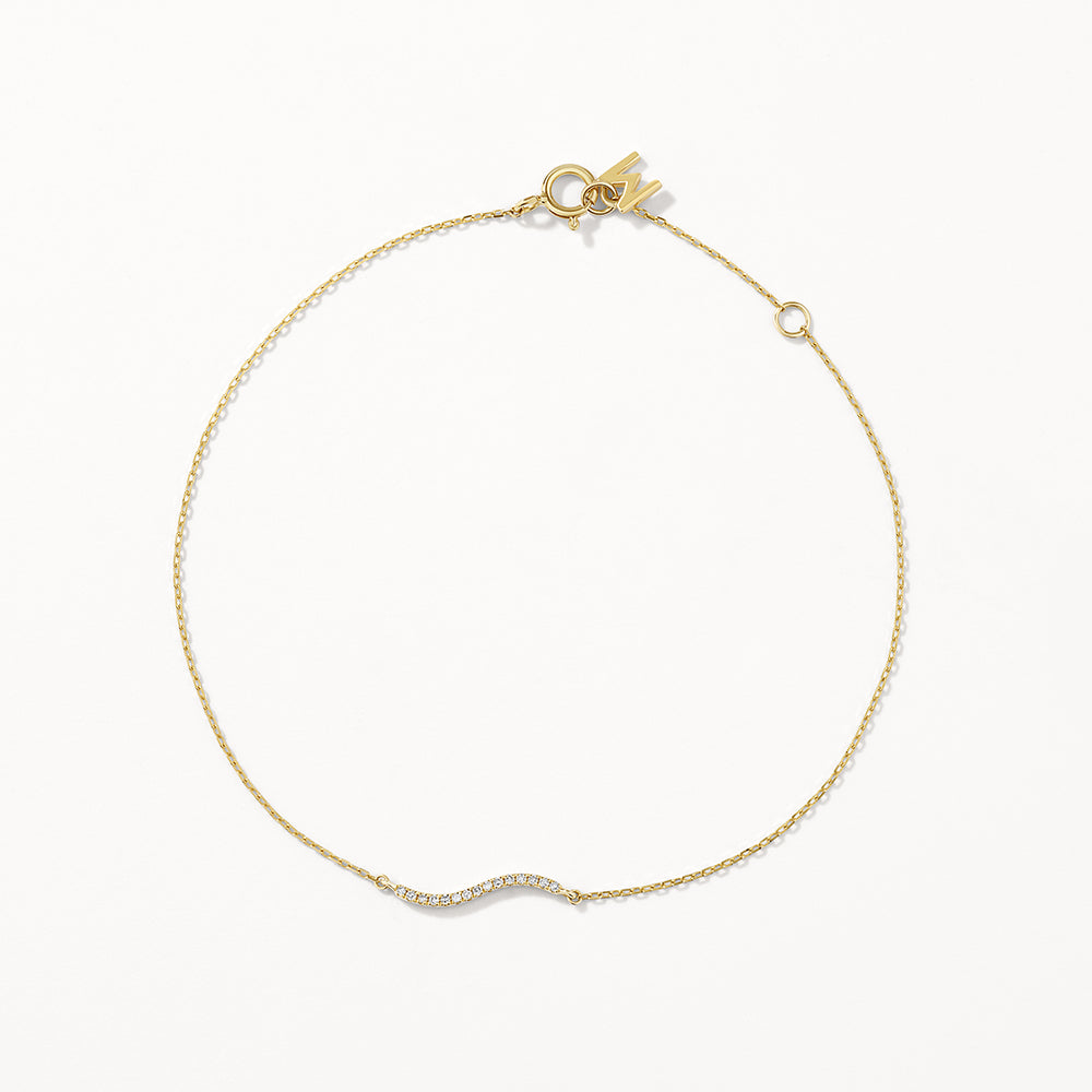 Elegant Gold Wave Bracelet with 0.05 TCW Round Lab Grown Diamonds 1