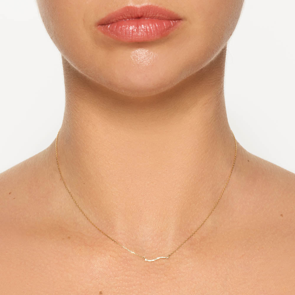 Elegant 0.035 TCW Round Lab-Grown Diamond Wave Necklace 5